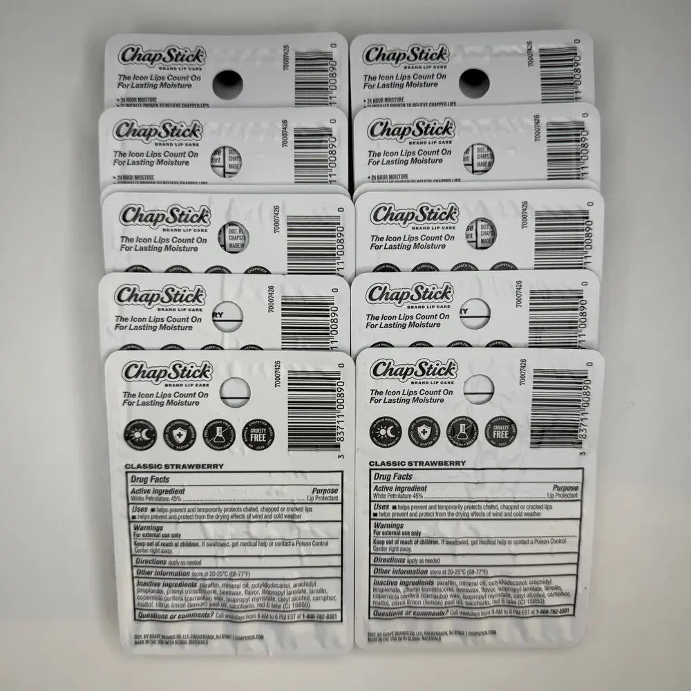 SET OF 12 — ChapStick Classic Strawberry Lip Balm & Skin Protectant Tube, 0.15oz